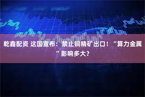 乾鑫配资 这国宣布：禁止铜精矿出口！“算力金属”影响多大？